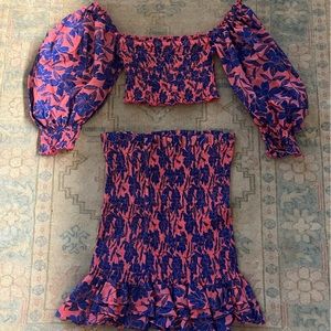 Smocked two piece floral set